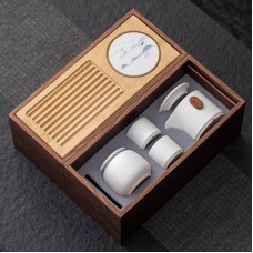 山水旅行茶壺套裝 茶杯 陶瓷茶杯 茶具 茶盤 旅行茶具組 茶葉罐