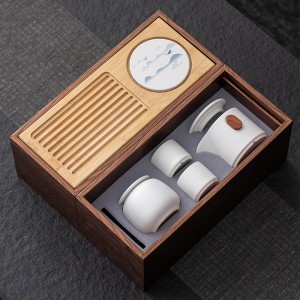 山水旅行茶壺套裝 茶杯 陶瓷茶杯 茶具 茶盤 旅行茶具組 茶葉罐