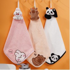  立體動物擦手巾 珊瑚絨擦手巾 刺繡 毛巾 方巾 手帕 抹布 擦手布