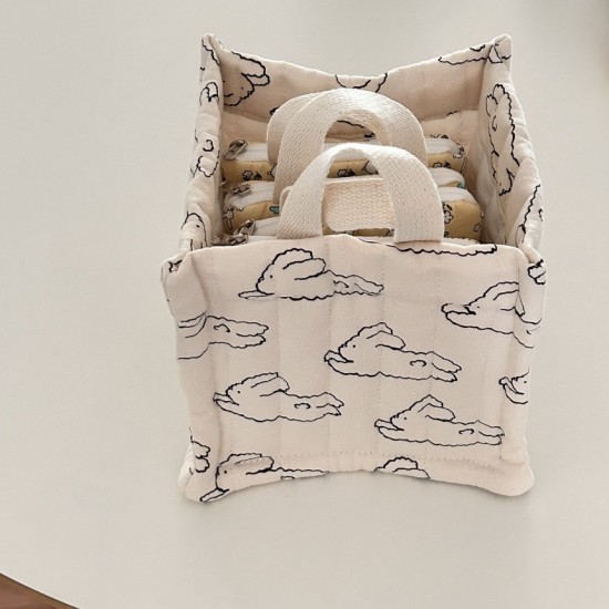 【高質感棉麻】INS風兔子收納籃 - 居家多用途整理收納筐