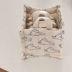 【高質感棉麻】INS風兔子收納籃 - 居家多用途整理收納筐