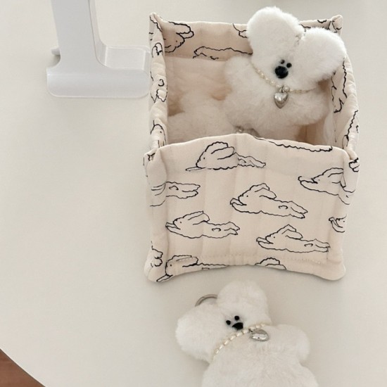 【高質感棉麻】INS風兔子收納籃 - 居家多用途整理收納筐