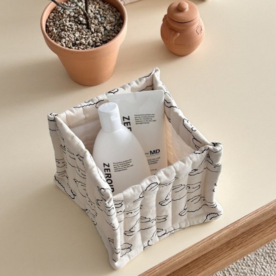 【高質感棉麻】INS風兔子收納籃 - 居家多用途整理收納筐