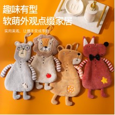【掛式設計】動物造型珊瑚絨擦手巾 - 廚房浴室超吸水毛巾