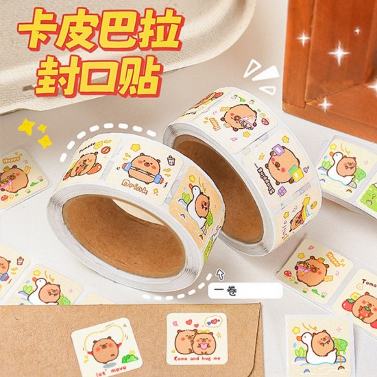 【療癒水豚】卡皮巴拉封口貼紙組 - 手帳裝飾可愛貼紙