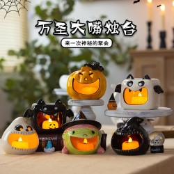 【陶瓷材質】萬聖節燭台擺飾 - 多造型節慶裝飾擺件