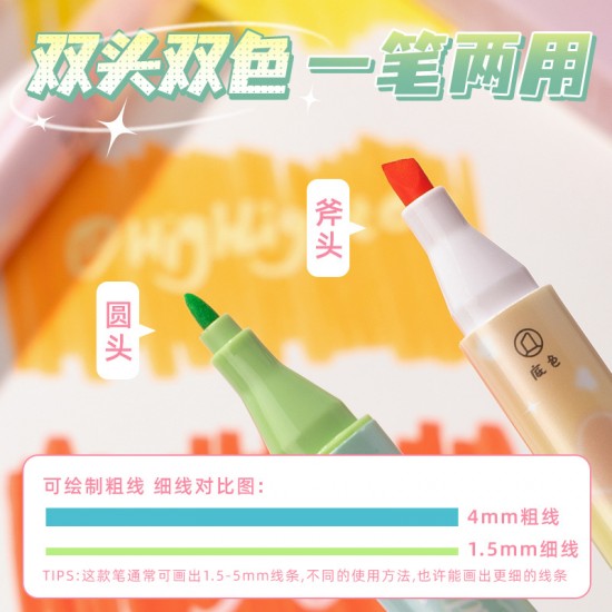 【疊色設計】多巴胺螢光筆組 - 學生重點標記文具筆
