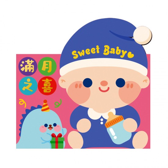 【喜慶專用】創意燙金貼片紅包袋6入 - 可愛卡通造型紅包