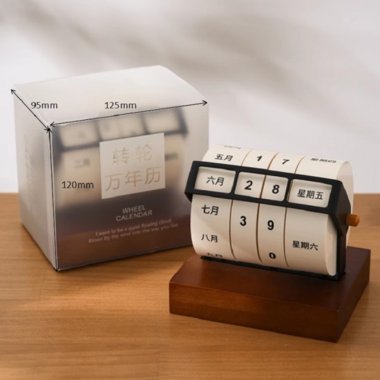 【復古造型】質感旋轉台萬年曆 桌面擺件