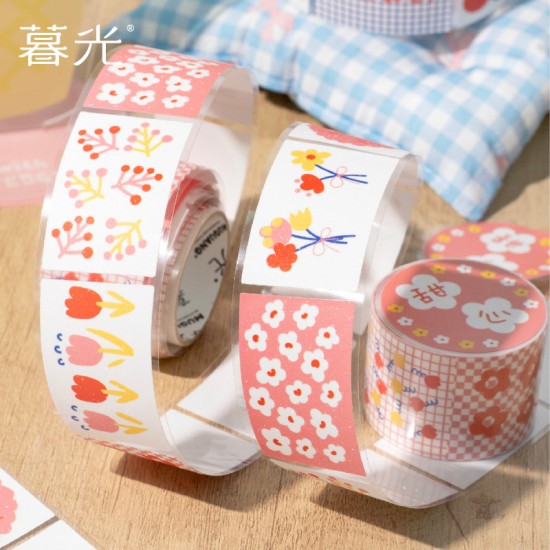 碎花裙的夏天系列 閃砂模切膠帶 鹽系手帳 diy裝飾標簽貼 手帳貼紙