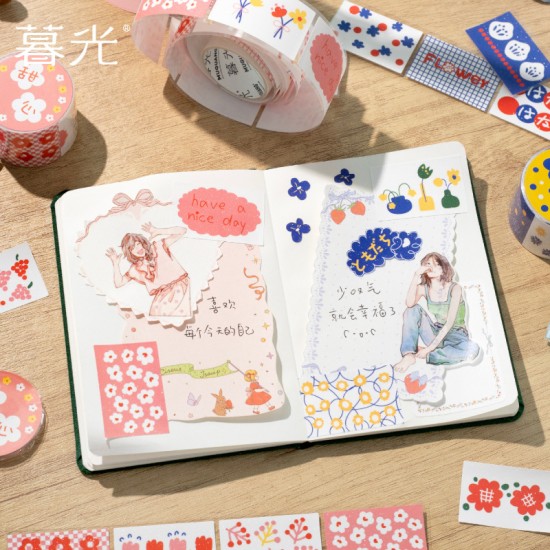 碎花裙的夏天系列 閃砂模切膠帶 鹽系手帳 diy裝飾標簽貼 手帳貼紙