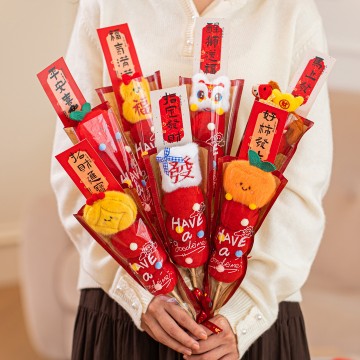 【新年布置】可愛毛絨糖葫蘆桶 - 糖葫蘆造型新年裝飾神器