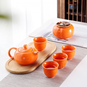 【吉祥送禮】柿子茶壺茶杯組－柿柿如意質感茶具禮盒