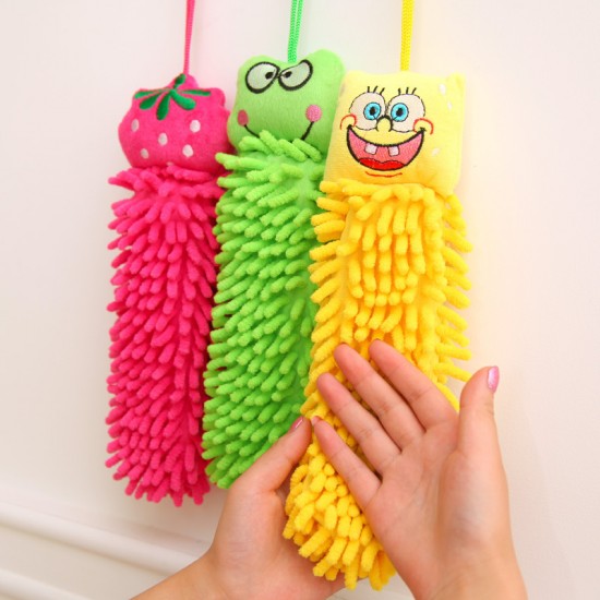 可愛動物擦手巾 雪尼爾擦手巾 掛式超細纖維擦手巾