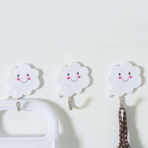 甜美白雲強力掛勾 無痕黏貼掛勾 可愛門後掛鉤 三枚入