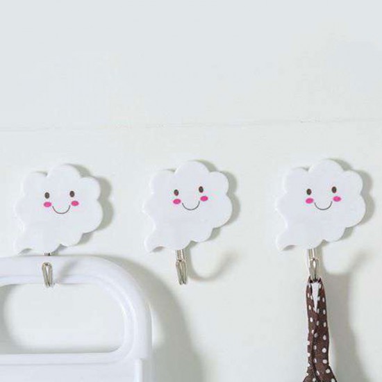 甜美白雲強力掛勾 無痕黏貼掛勾 可愛門後掛鉤 三枚入