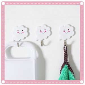 甜美白雲強力掛勾 無痕黏貼掛勾 可愛門後掛鉤 三枚入