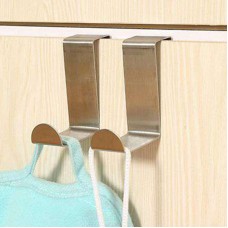 不銹鋼門後多功能掛鉤 兩用衣物門背式掛鉤 2入裝