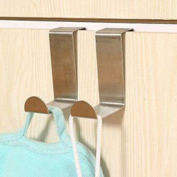 不銹鋼門後多功能掛鉤 兩用衣物門背式掛鉤 2入裝