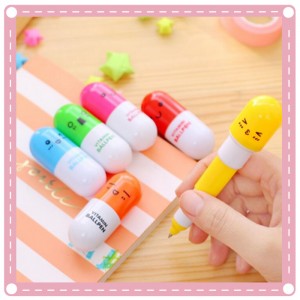 可愛表情伸縮藥丸筆 原子筆