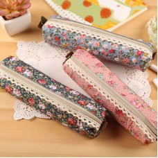 點點風格碎花筆袋 簡約碎花帆布拉鍊收納袋