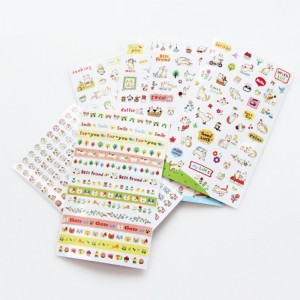 可愛貓咪 DIY卡通透明裝飾貼紙 日記 筆記本 相冊 手機裝飾貼紙 6張入