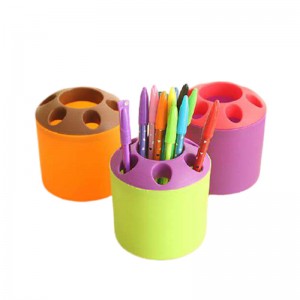 撞色多功能牙刷牙膏座 收納桶 桌面筆筒 文具收納