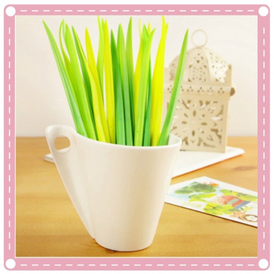 清新小草中性筆 超柔軟造型原子筆 逼真小草筆