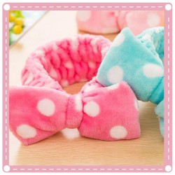 可愛蝴蝶結束髮帶 珊瑚絨化妝束髮巾 可愛蝴蝶結束髮帶 珊瑚絨化妝束髮巾