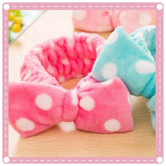 可愛蝴蝶結束髮帶 珊瑚絨化妝束髮巾
