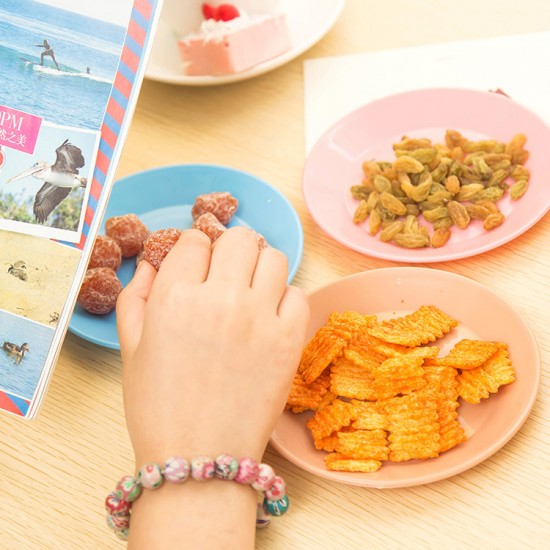 彩色餐具塑膠小碟子 裝瓜子平底盤 零食塑膠小吃碟