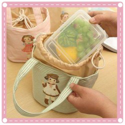 可愛女孩帆布手提便當袋 加厚保溫袋 手提野餐袋 可愛女孩帆布手提便當袋 加厚保溫袋 手提野餐袋