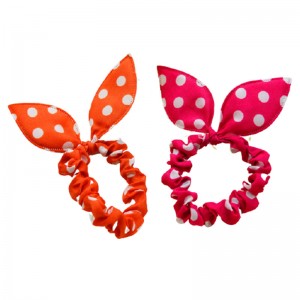 (5入)可愛兔耳朵大腸髮圈 創意點點小碎花髮圈 手環