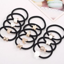 (10入)百搭金珠黑色髮圈 綁馬尾必備 流行髮圈