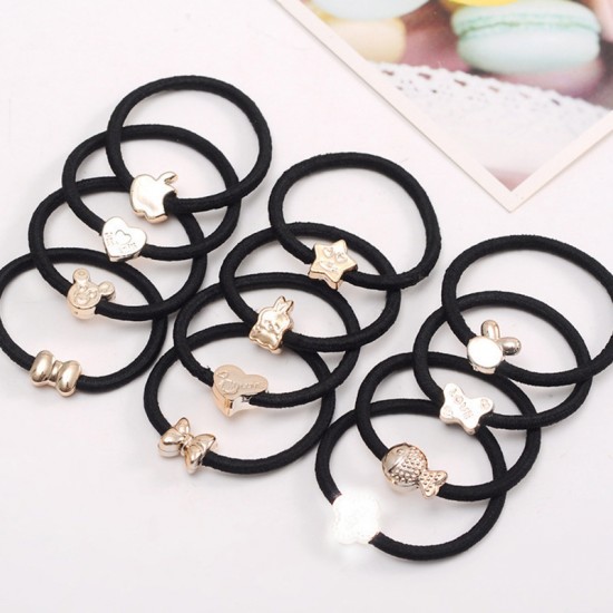 (10入)百搭金珠黑色髮圈 綁馬尾必備 流行髮圈