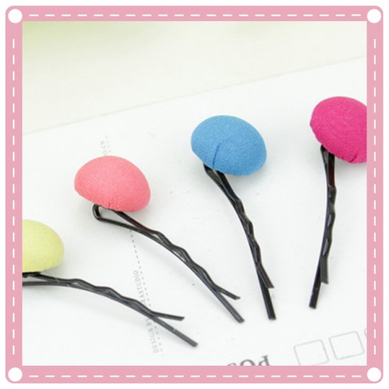 點點格子造型一字髮夾 4入裝 可愛星星布包扣夾