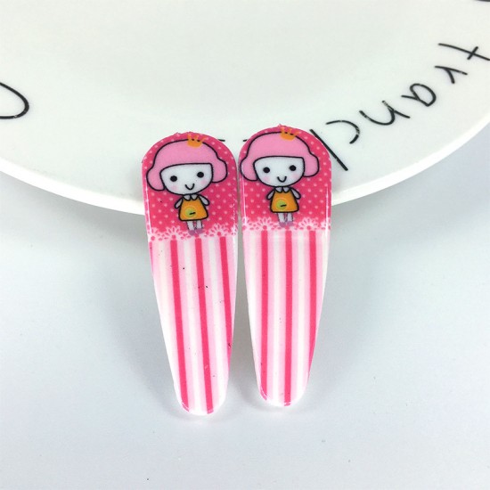 可愛女孩印花BB夾 5cm髮夾 1對裝