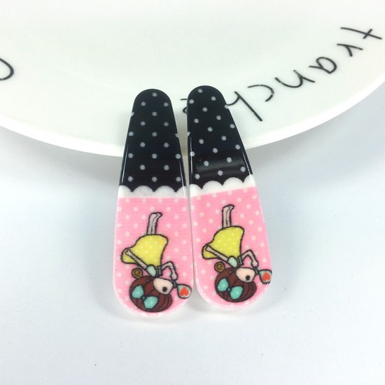 可愛女孩印花BB夾 5cm髮夾 1對裝