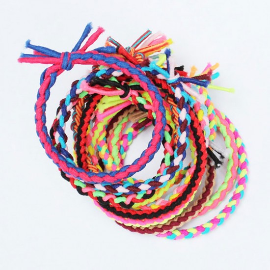 (10入)彩色麻花手工編織髮圈 流行髮飾 髮束 手環