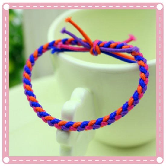 (10入)彩色麻花手工編織髮圈 流行髮飾 髮束 手環