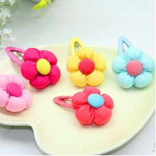 撞色立體花朵造型髮BB夾 糖果色髮夾