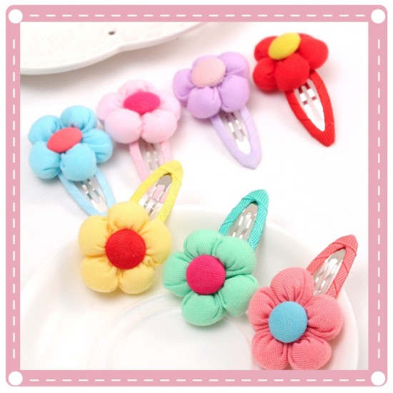 撞色立體花朵造型髮BB夾 糖果色髮夾