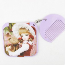 超可愛娃娃頭隨身化妝鏡 鏡子+梳子