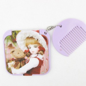 超可愛娃娃頭隨身化妝鏡 鏡子+梳子