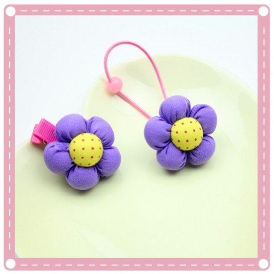 糖果色立體花朵髮圈 造型花朵髮夾