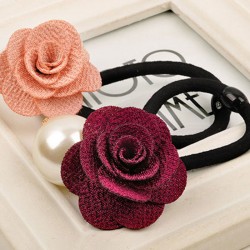 質感珍珠玫瑰花髮圈 氣質髮束