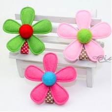毛料花朵造型髮夾 可愛兒童瀏海夾