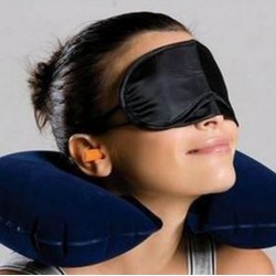 長途旅遊紓壓三件組 遮光眼罩 U枕 護頸枕 充氣枕 防噪耳塞 旅行必備三寶