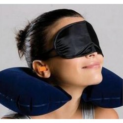 長途旅遊紓壓三件組 遮光眼罩 U枕 護頸枕 充氣枕 防噪耳塞 旅行必備三寶