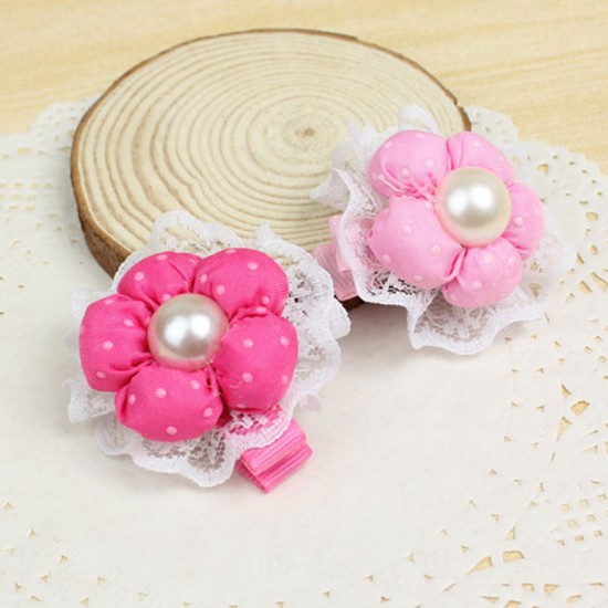 立體花朵造型髮夾 兒童髮飾 蕾絲造型髮夾